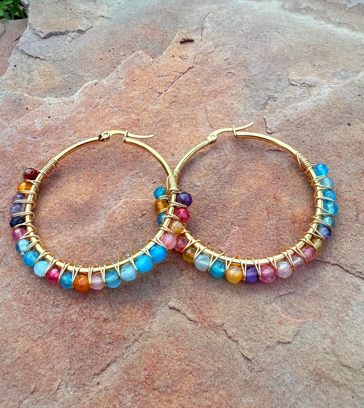 Gemstone Hoop Earrings