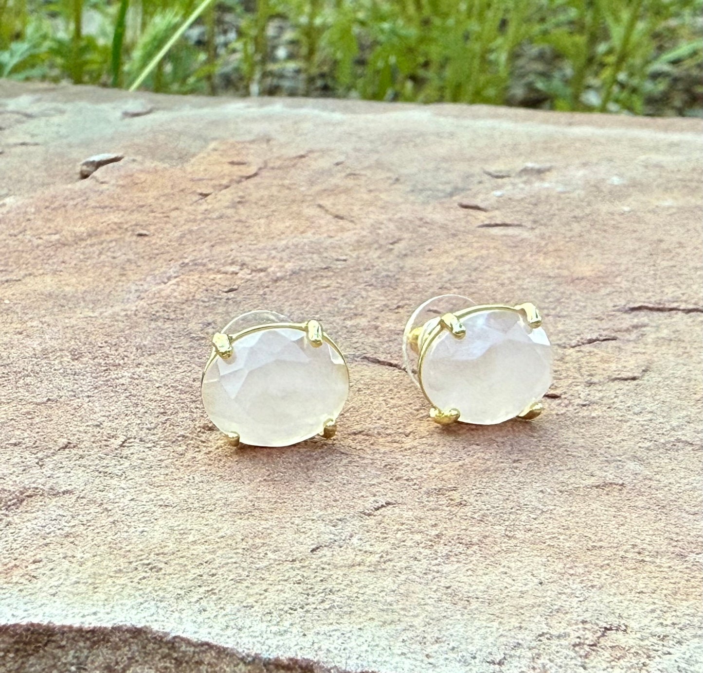 Gemstone Oval Stud Earrings