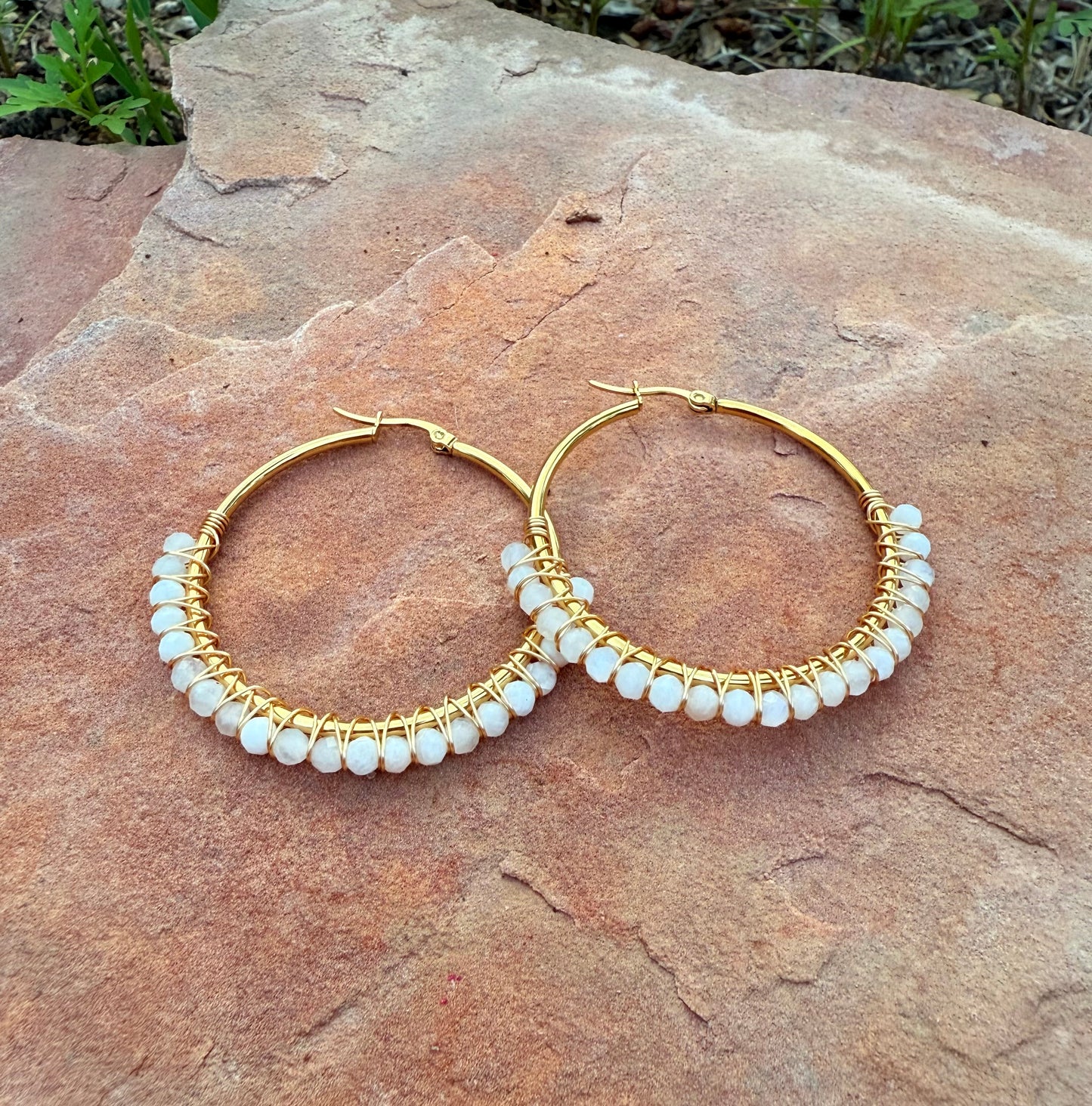 Gemstone Hoop Earrings