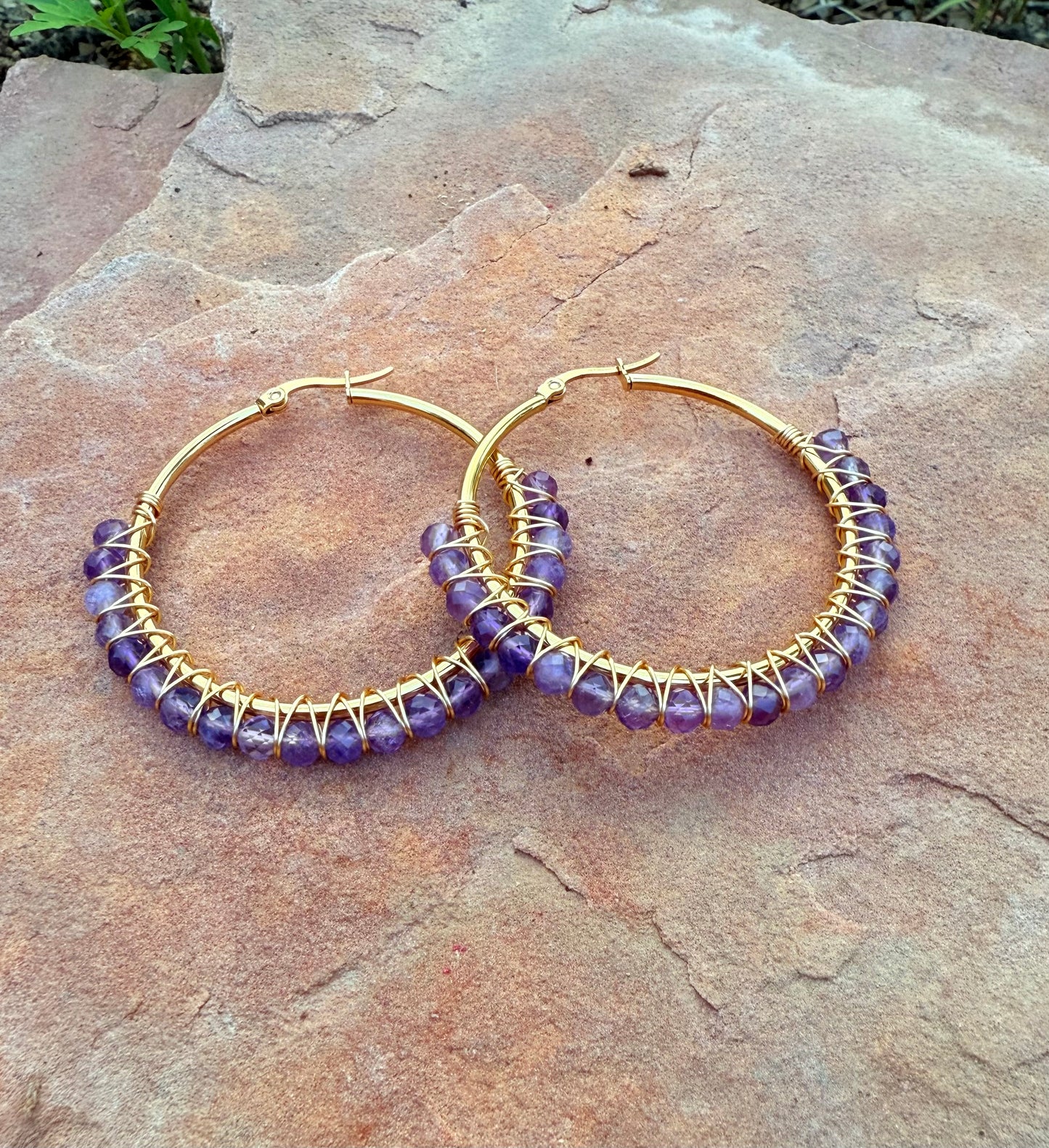 Gemstone Hoop Earrings