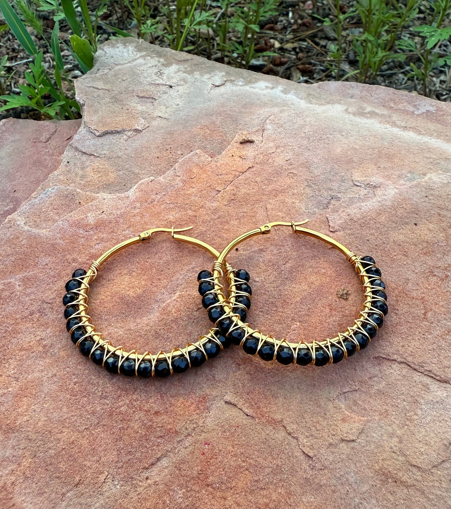 Gemstone Hoop Earrings