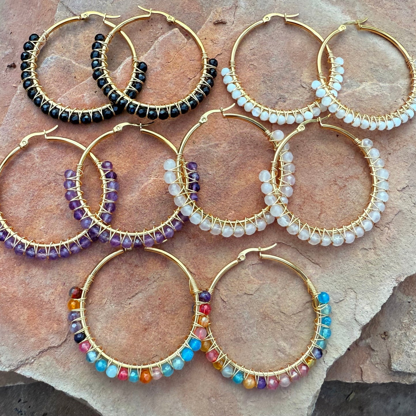 Gemstone Hoop Earrings