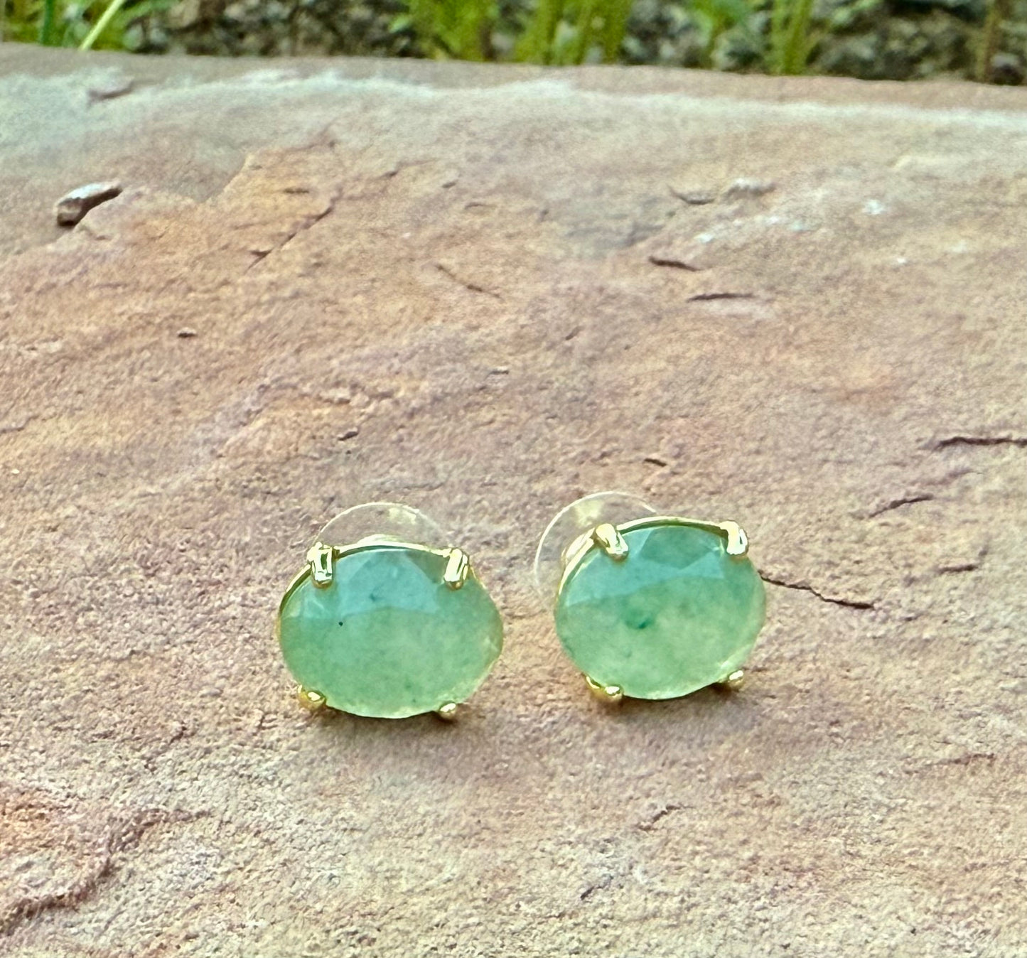 Gemstone Oval Stud Earrings